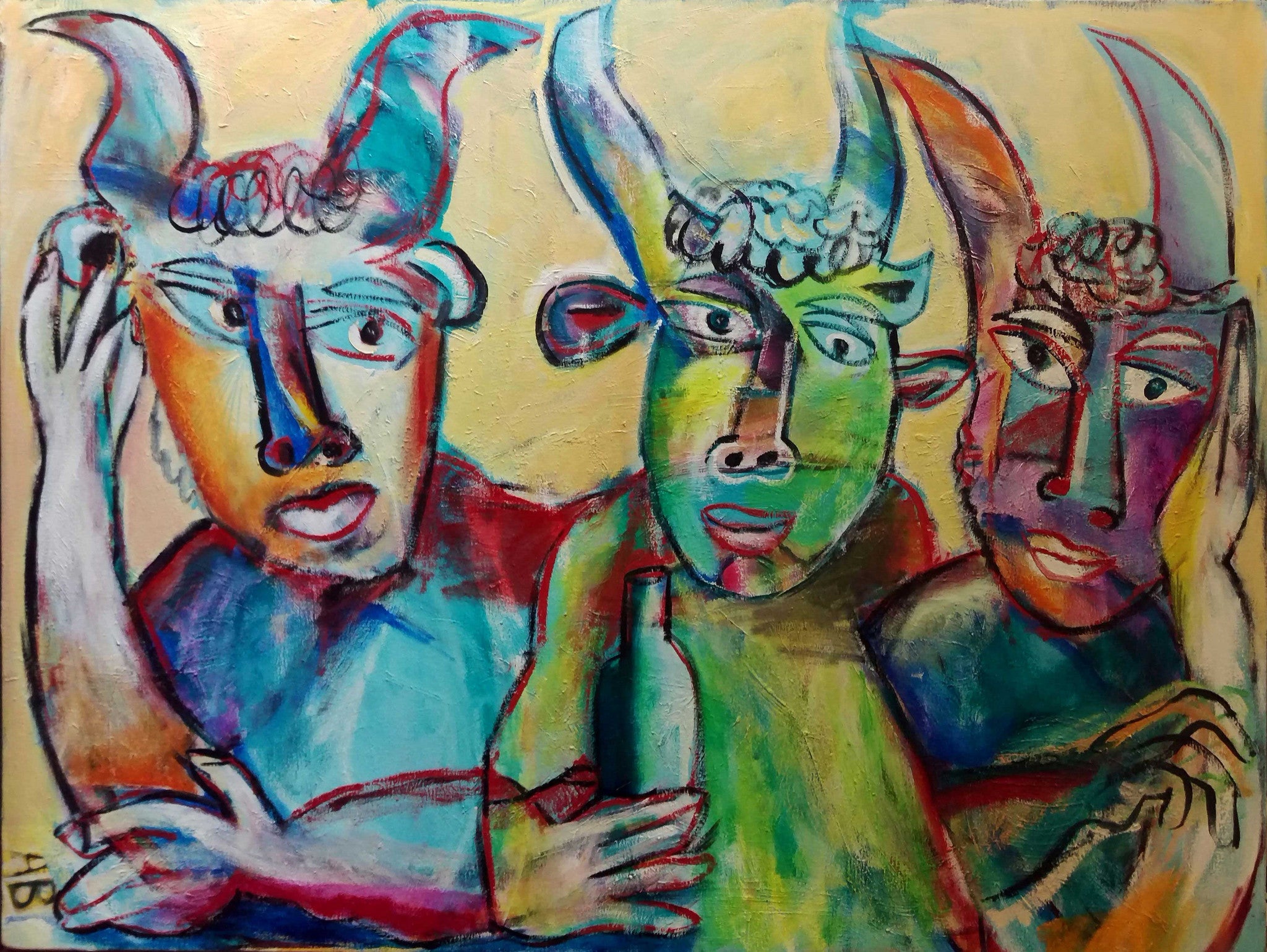 Auguste Blackman '3 Amigos ' - Acrylic on canvas