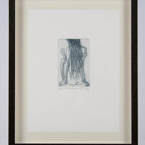 Charles Blackman 'Nude + Flower - Grey'