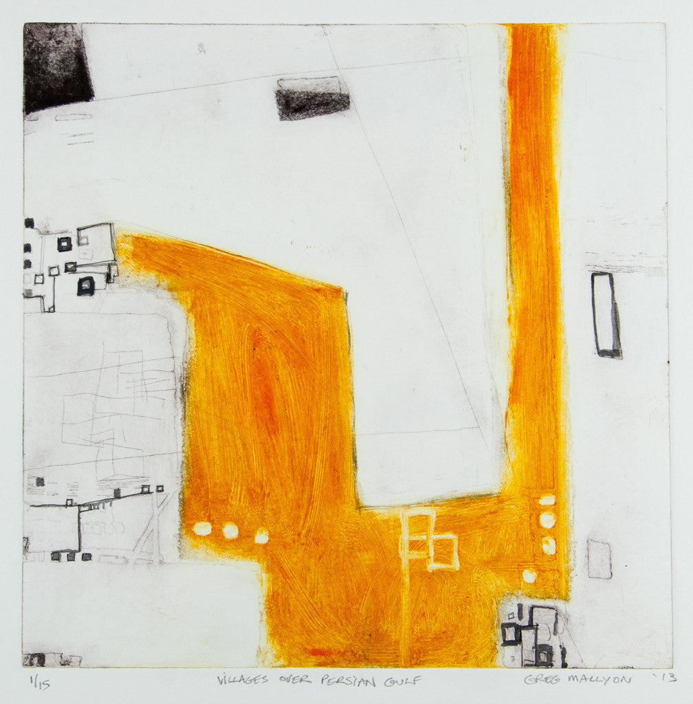 Greg Mallyon 'Villages over Persian Gulf' - Etching