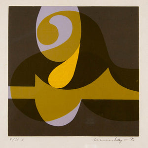 Artist Unknown 'Abstract Yellow Curves'