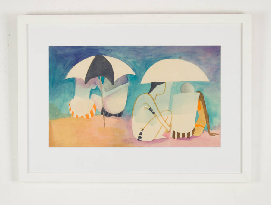 Dorothy Braund 'Umbrellas on the Beach'