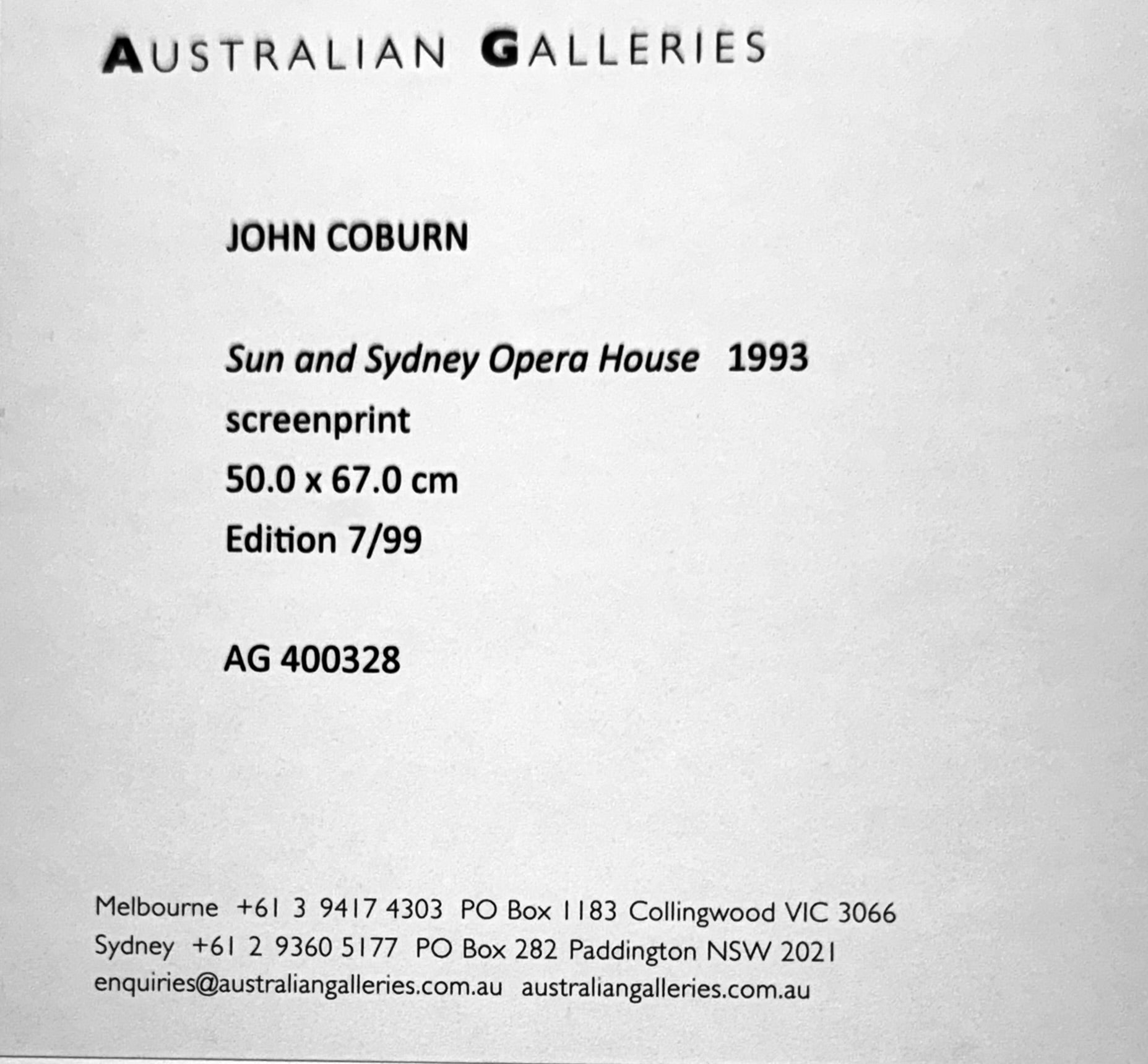 John Coburn 'Sun and Sydney Opera House' - Collected