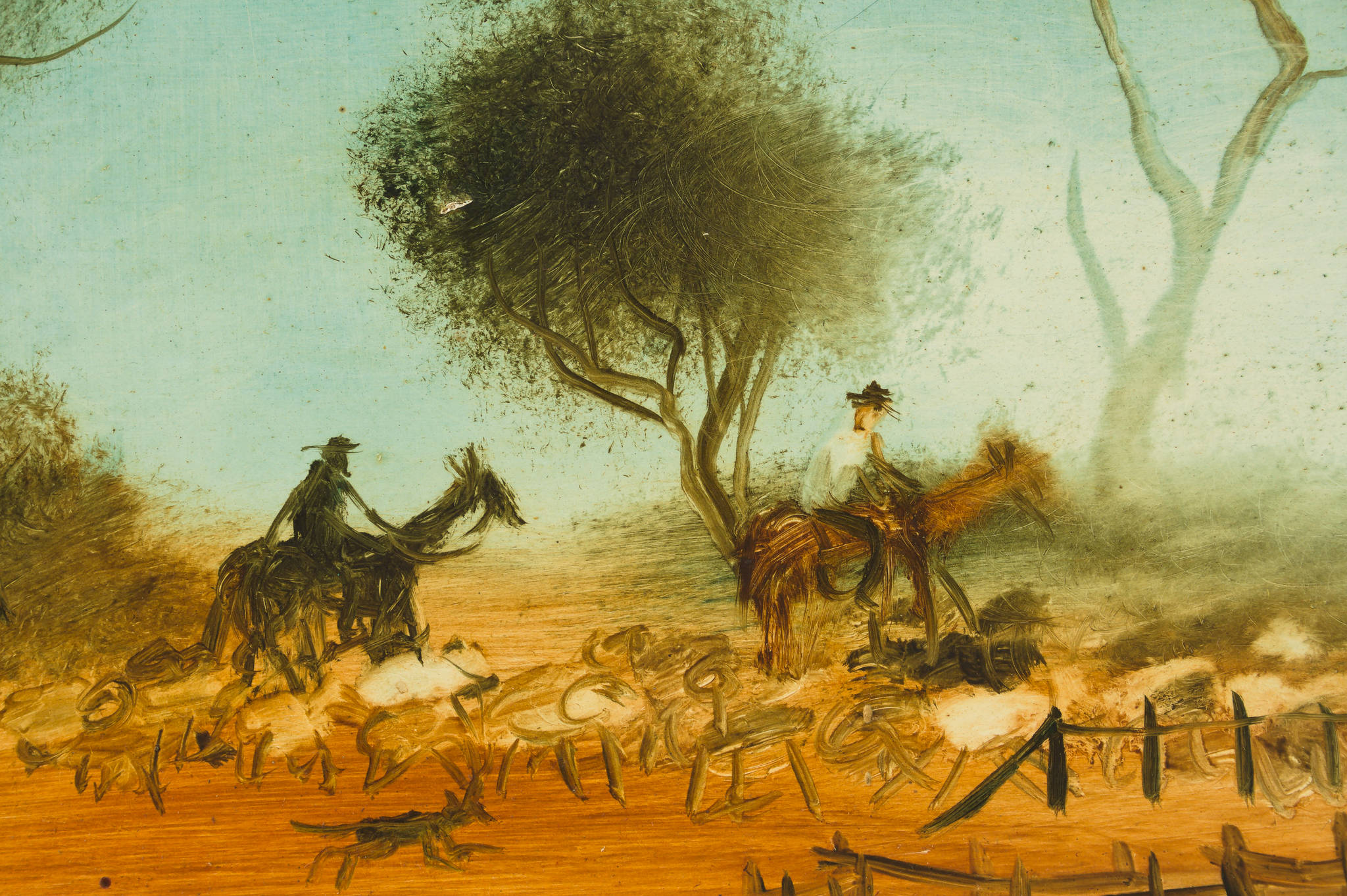 Pro Hart 'Rounding up Sheep'