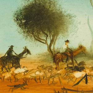 Pro Hart 'Rounding up Sheep'