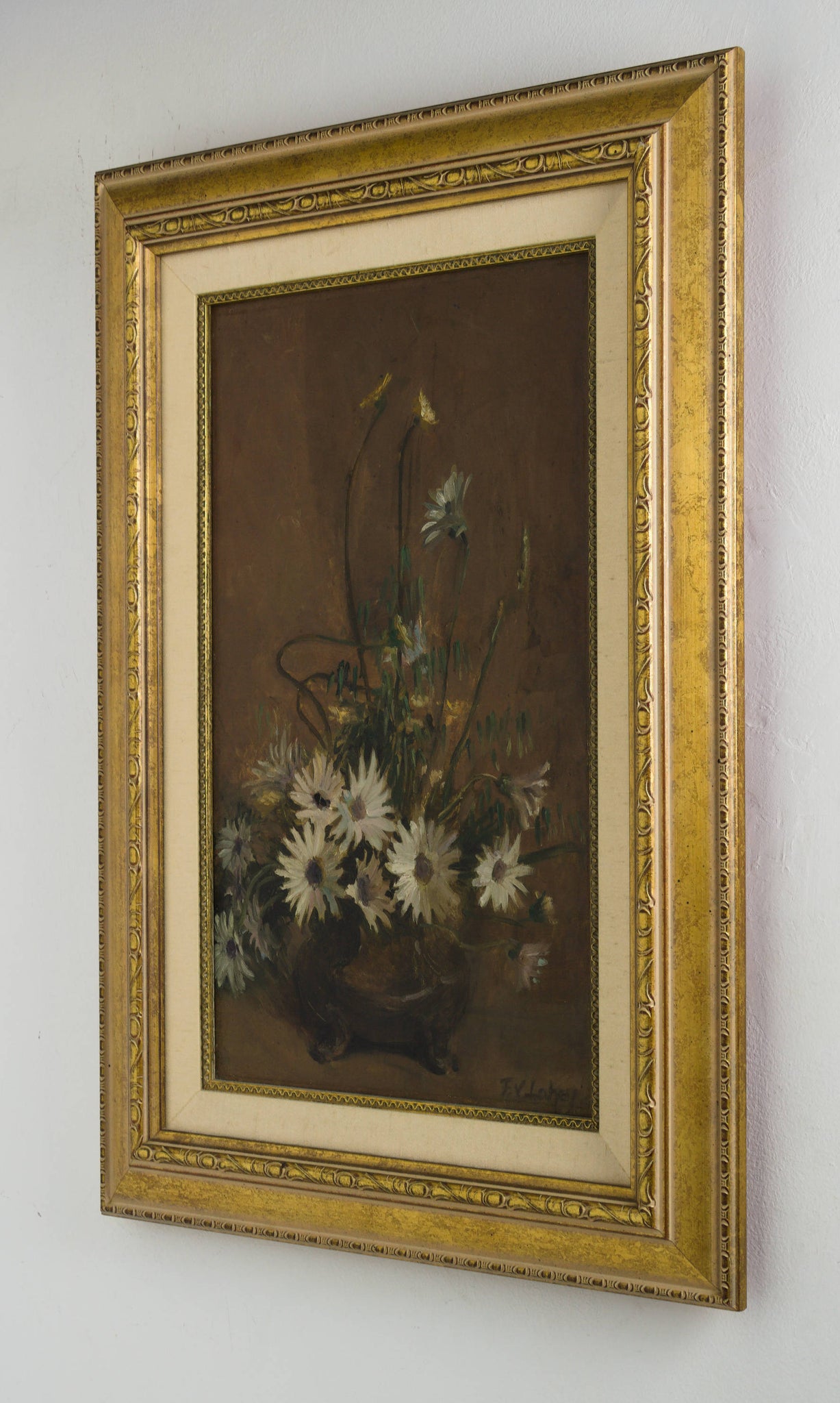 Vida Lahey 'White Daisies in Brown Bowl'