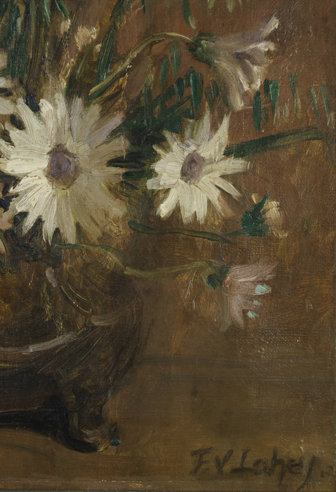 Vida Lahey 'White Daisies in Brown Bowl'