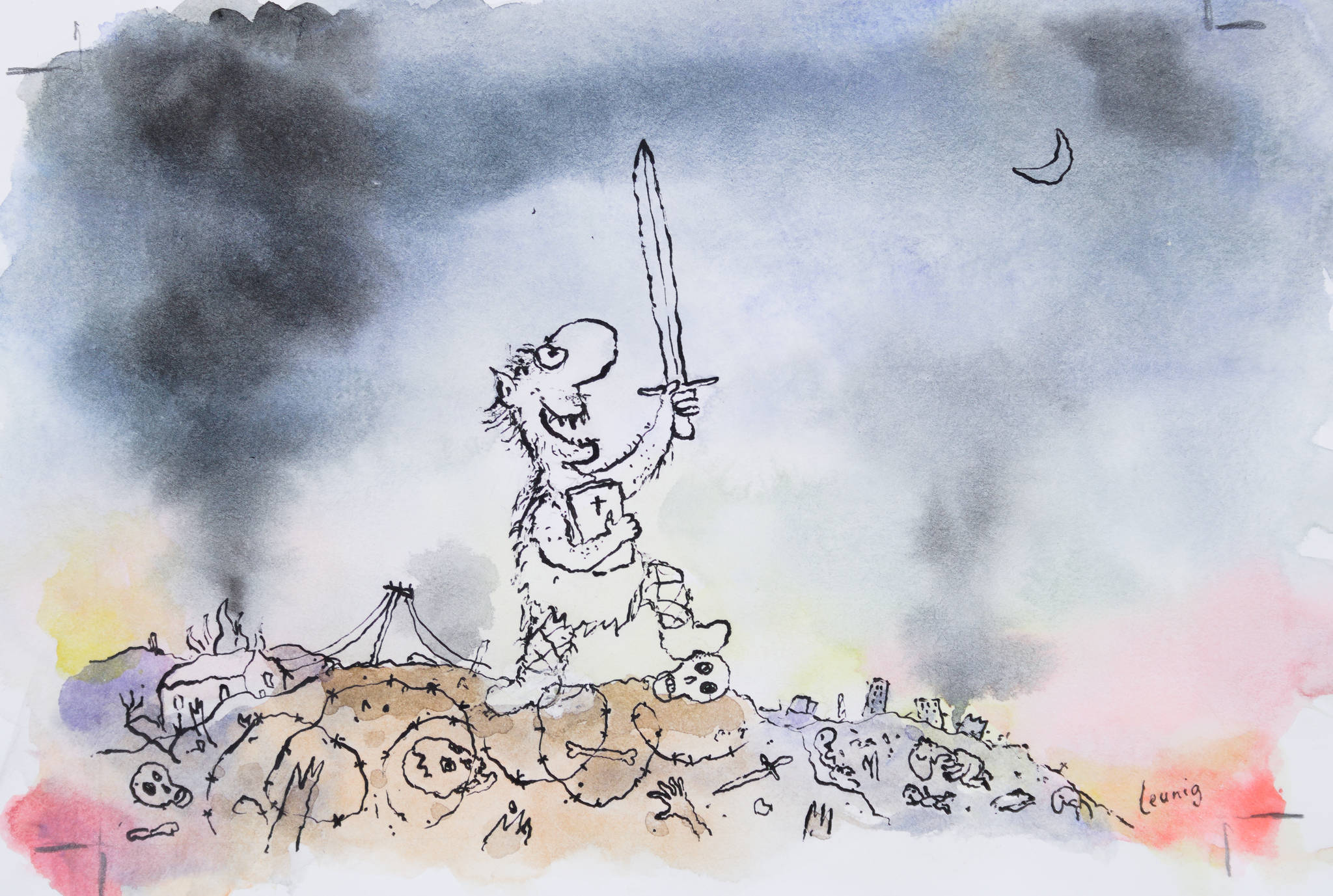 Michael Leunig 'Onward to Mars and the Moon!'