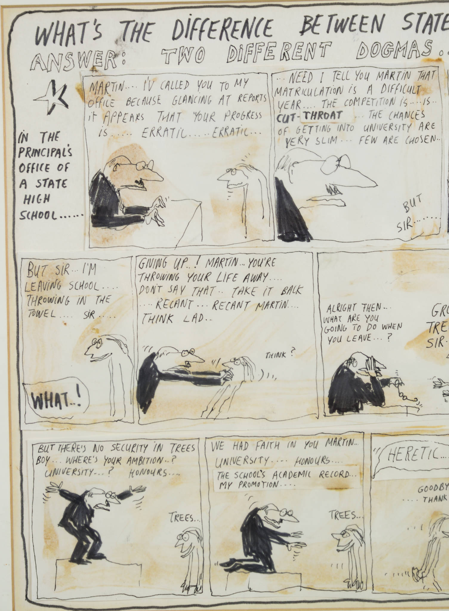 Michael Leunig 'Untitled (State Schools and Religious Schools)'