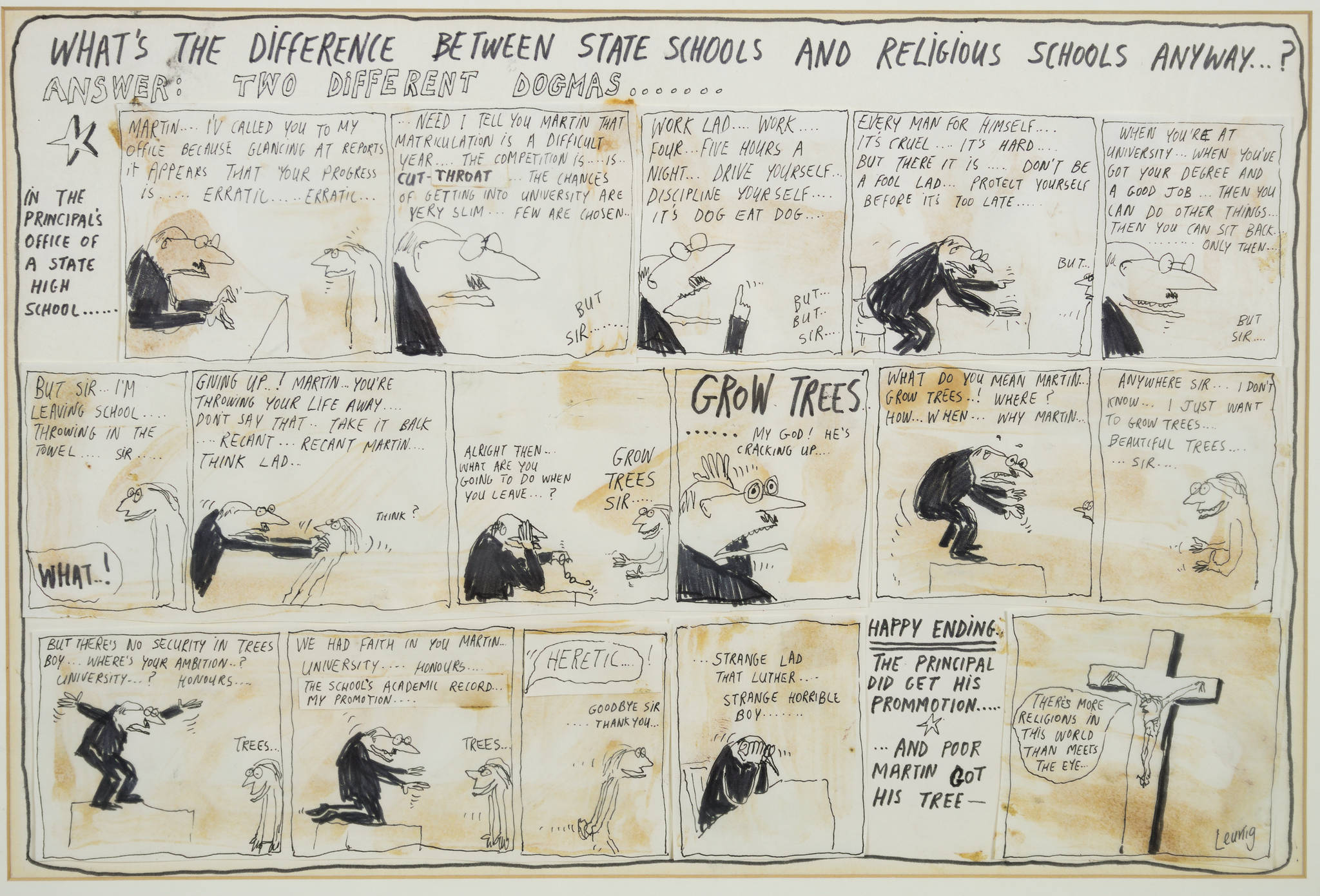 Michael Leunig 'Untitled (State Schools and Religious Schools)'