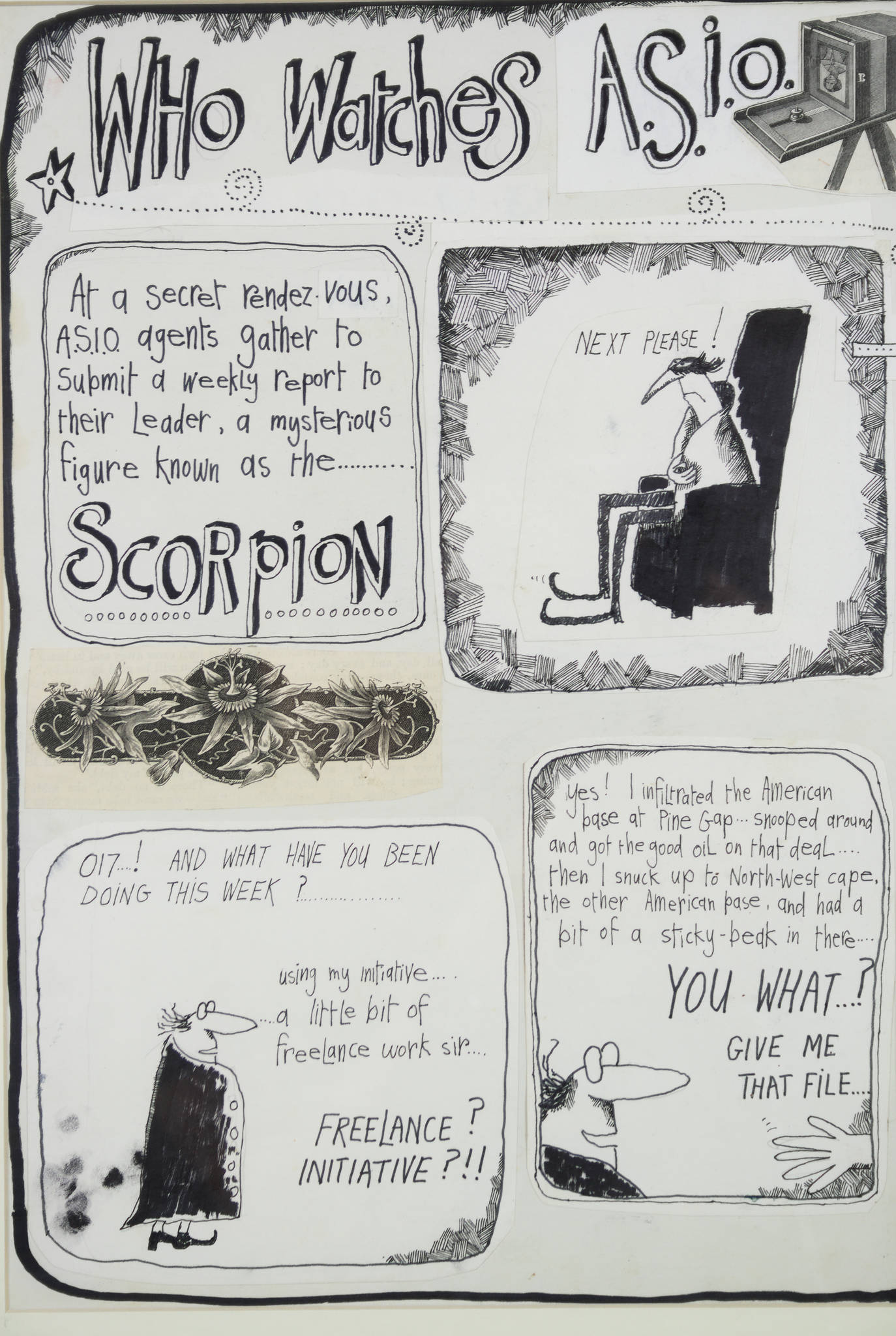 Michael Leunig 'Who watches A.S.I.O while A.S.I.O watches you?'