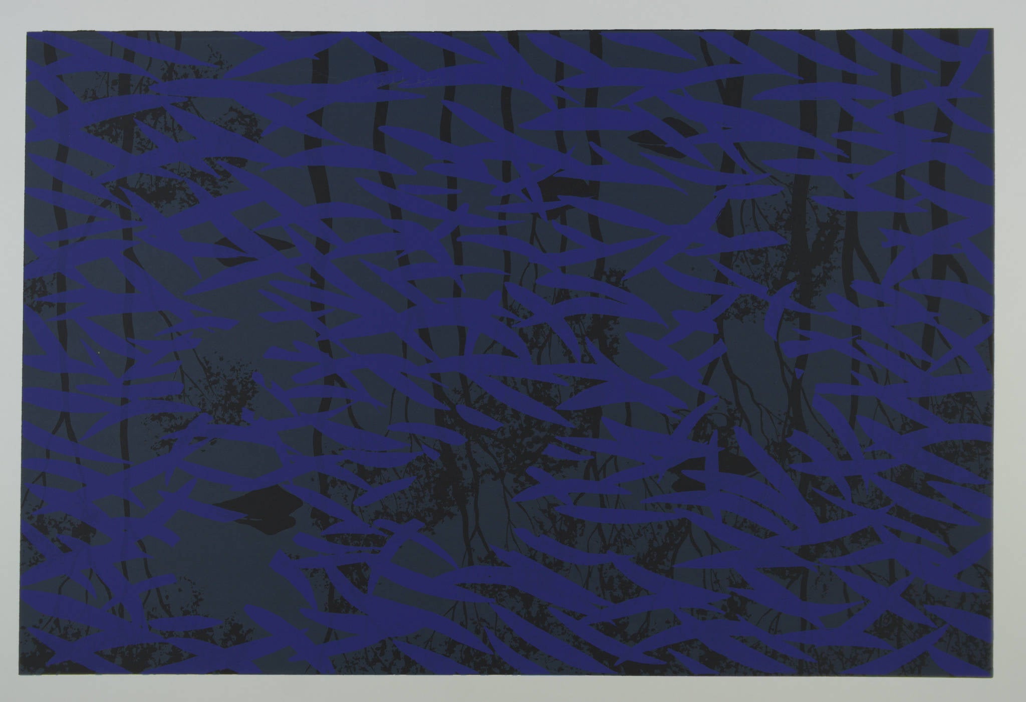 Lin Onus 'Blue Leaves with Frogs Heads'