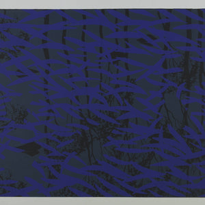 Lin Onus 'Blue Leaves with Frogs Heads'