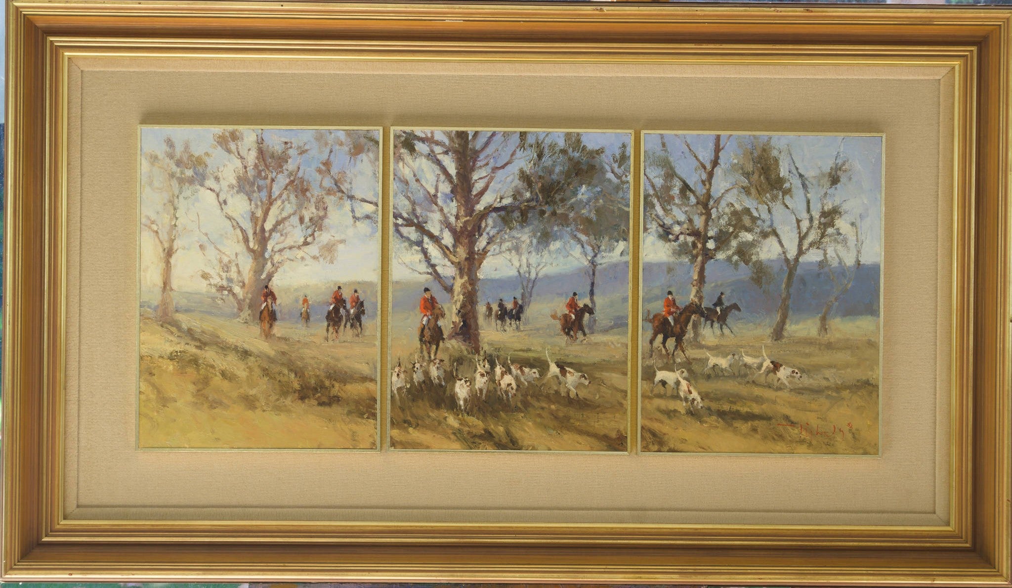 John Tiplady 'The Hunt Club Outing (triptych)'
