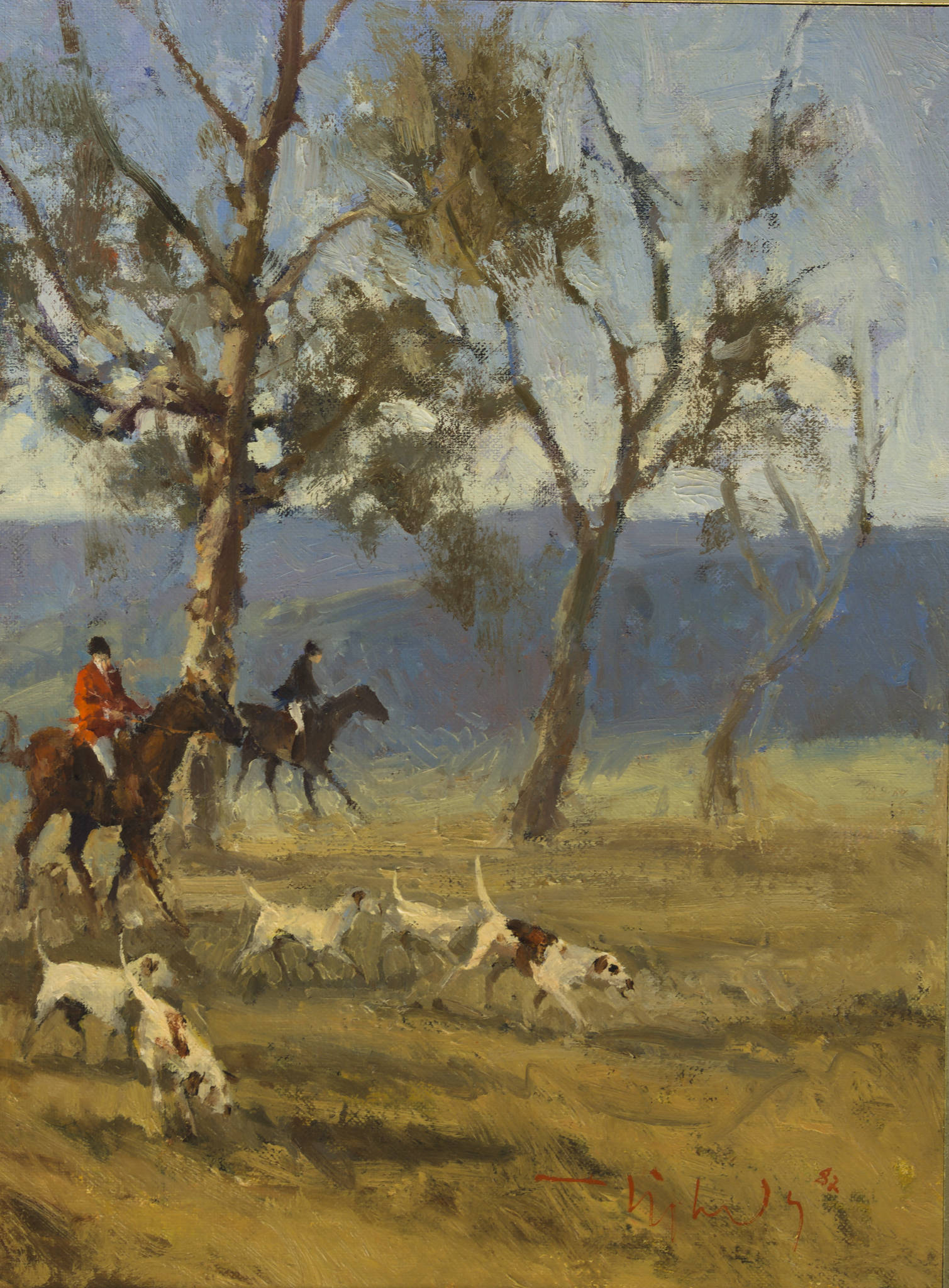 John Tiplady 'The Hunt Club Outing (triptych)'