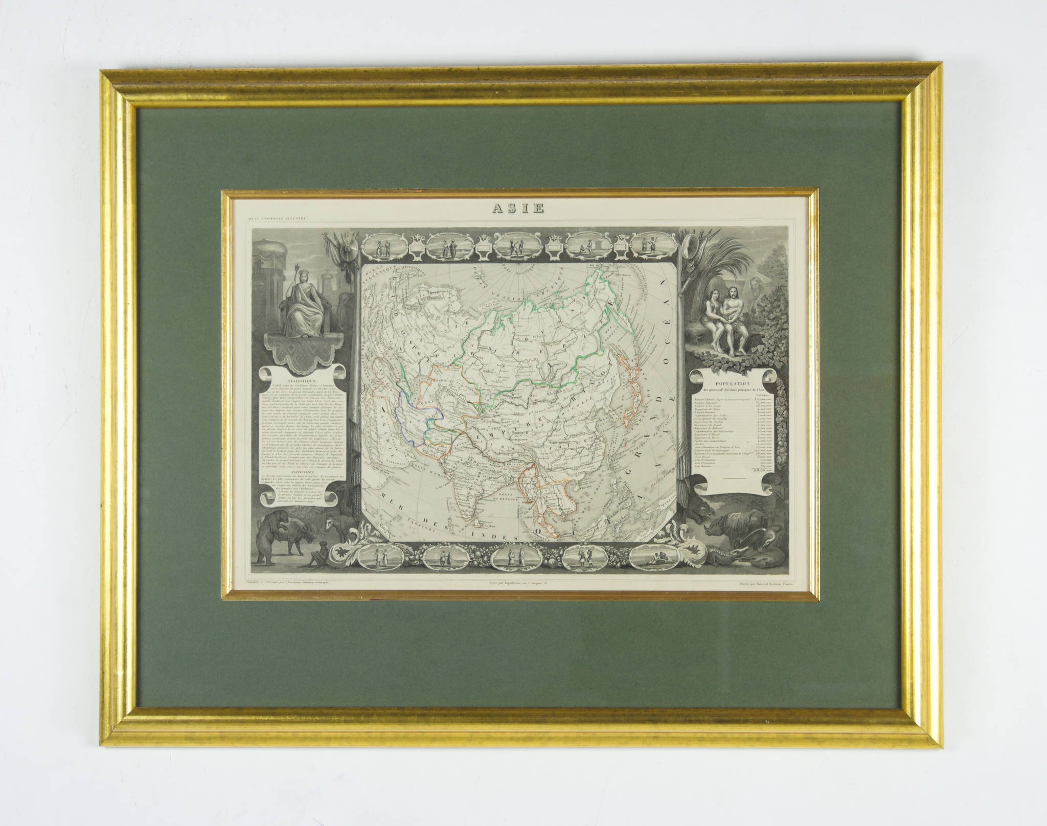 フランスアンティーク　MAP Genuine 1877 Antique France Hand Colored Map Ille Et Vilaine