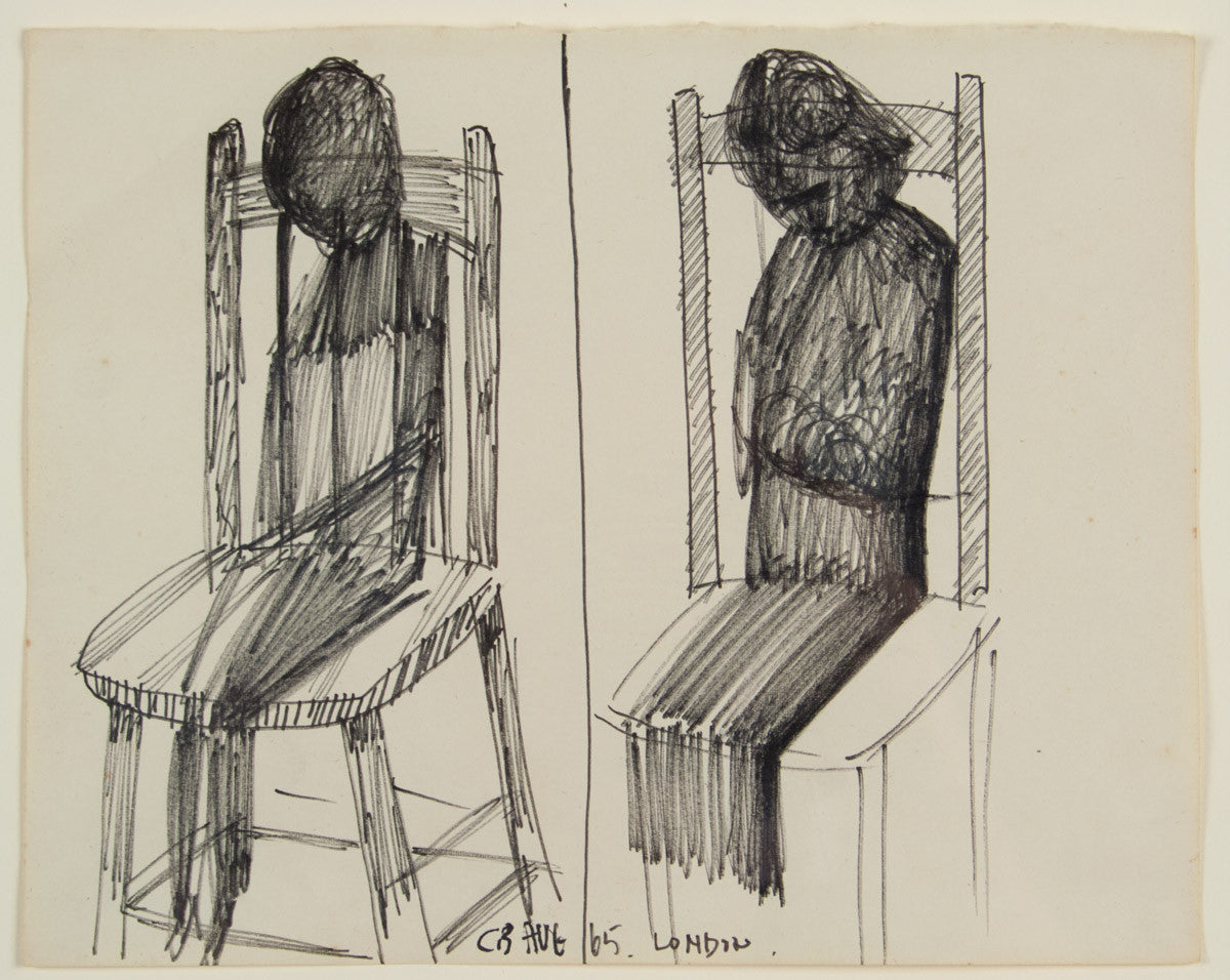 Charles Blackman 'Untitled (Seated Figures)' - Black Ink on Paper