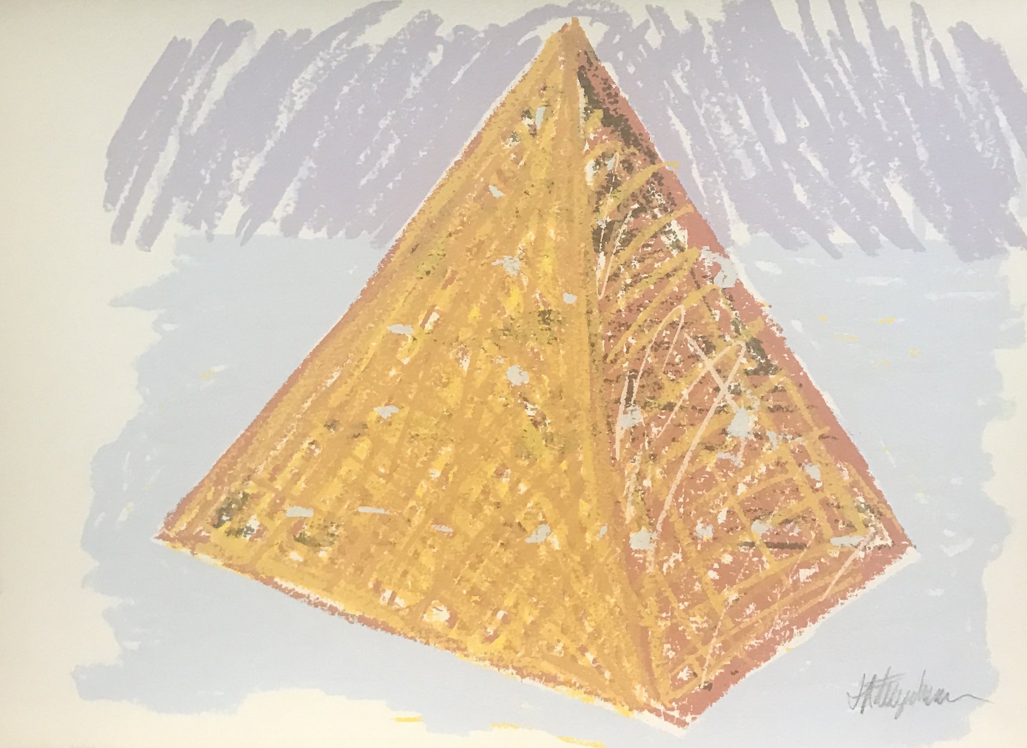 Bert Flugelman 'Pastel Pyramid (Dark Orange Pyramid)' - screenprint on paper
