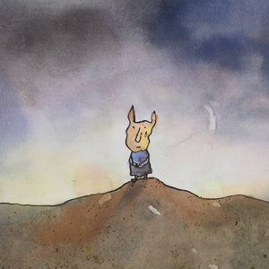 Michael Leunig 'Untitled (Piglet on dirt mound)'