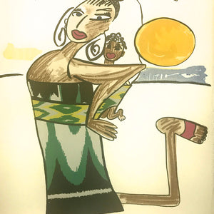 Gabriel Rosati 'Tropical Woman with Sun' - screenprint on paper