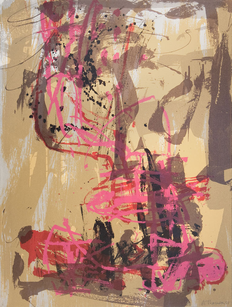 Ann Thomson 'Red, Pink and Brown Abstract'